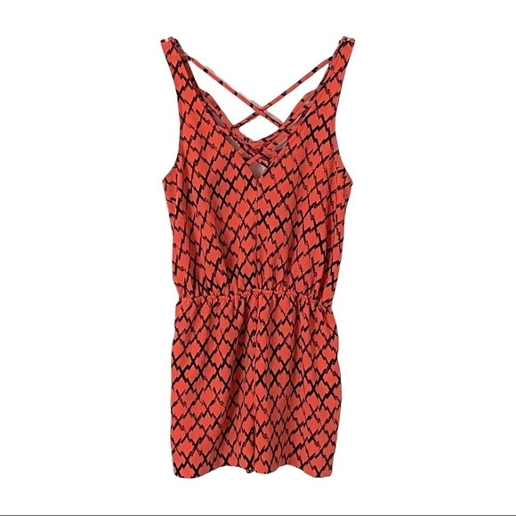 🌺 Urban Outfitters Silence + Noise Crisscross Plunge Boho Orange Romper XS - Picture 3 of 10